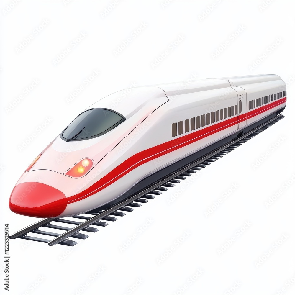 Fototapeta premium 3D icon cartoon of a high-speed bullet train, modern and aerodynamic, isolated on a white background 