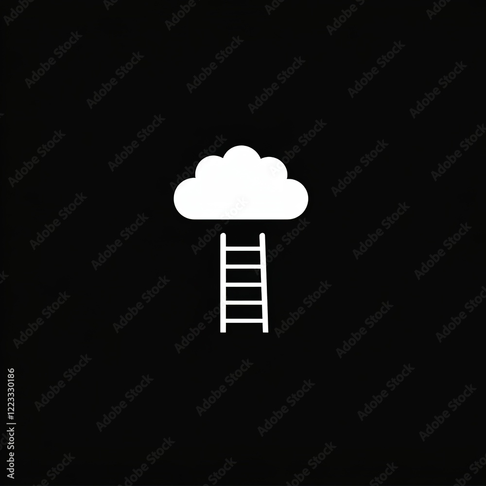 Ladder reaching a cloud; ambition, goals, success Ladder reaching a cloud; ambition, goals, success