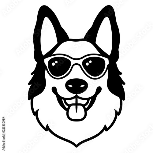 Funny belgian sheepdog dog head vector art