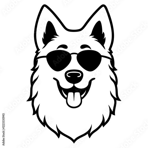 Funny belgian sheepdog dog head vector art
