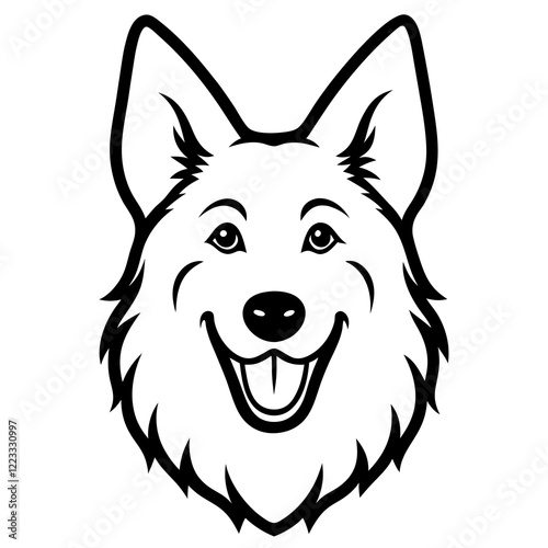 Funny belgian sheepdog dog head vector art