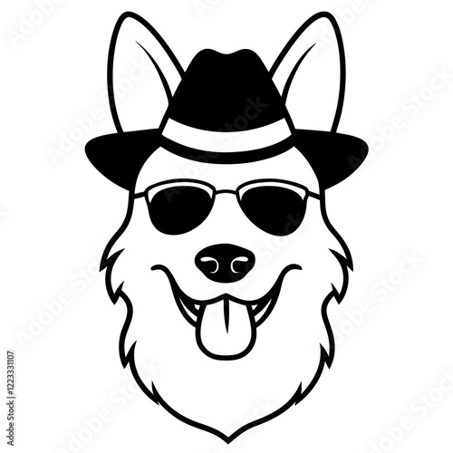 Funny belgian sheepdog dog head vector art