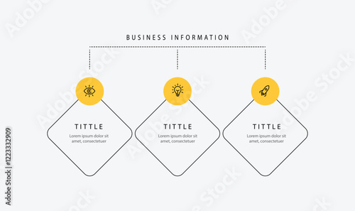 3 process line table infographic template, vector template with icons and box linear