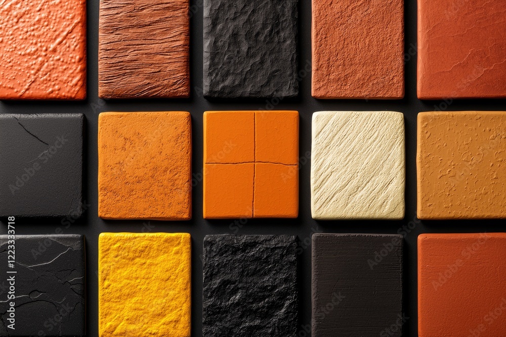 Fototapeta premium Aesthetic Collection of Textures and Color Swatches for Creative Projects and Design Inspiration in Earthy Tones and Soft Pastels