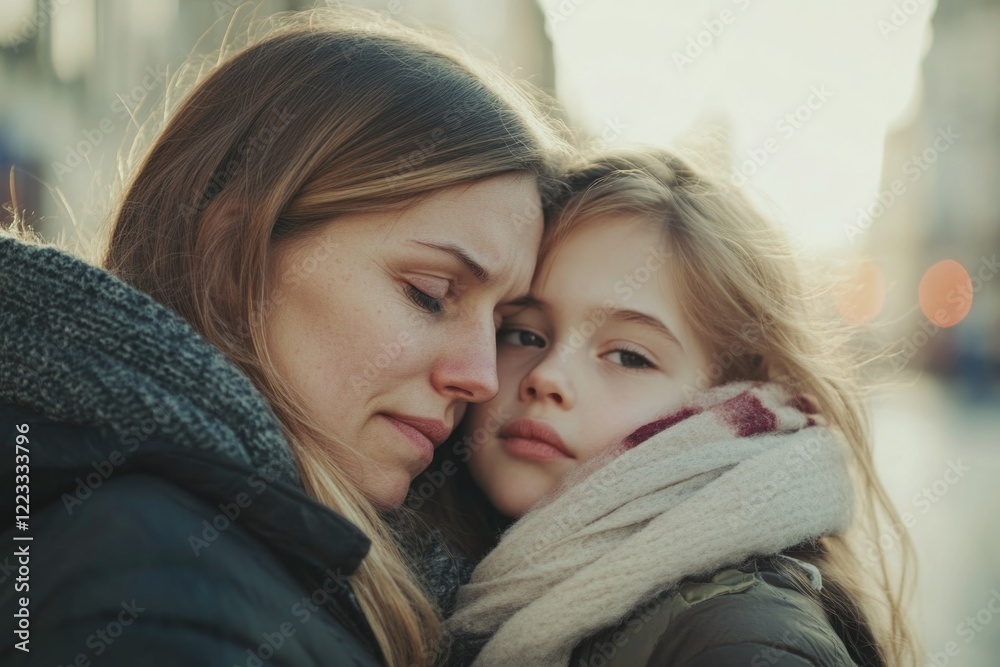 A heartwarming moment of motherly love between a woman and her young daughter A heartwarming moment of motherly love between a woman and her young daughter