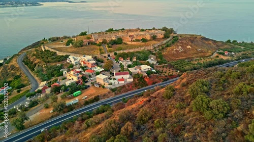 Izzeddin Fortress Crete Greece Greek island landmark Ottoman era Kalami village aerial photo