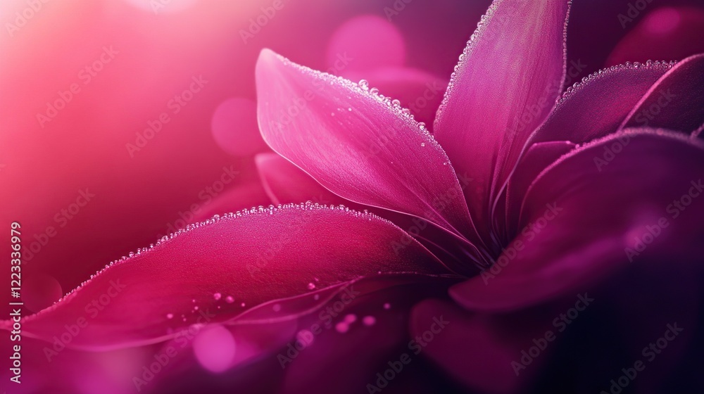 Fototapeta premium Dewdrops Adorn Vibrant Pink Flower Petals