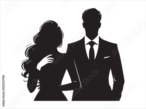 "Man & Woman Silhouette Design for Romantic, Modern, and Minimalist Art Perfect for Couple, Love, and Digital Illustration Projects"
