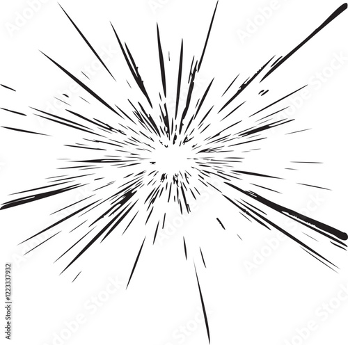 Circular starburst explosion texture. Distressed uneven grunge background. Abstract vector illustration. Overlay to create interesting effect and depth. Isolated on white background.