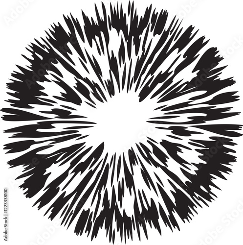 Circular starburst explosion texture. Distressed uneven grunge background. Abstract vector illustration. Overlay to create interesting effect and depth. Isolated on white background.