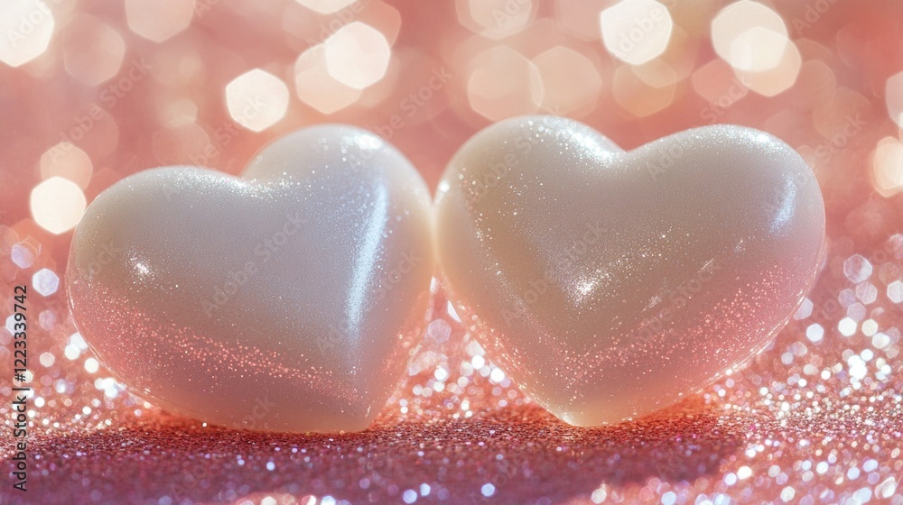 Obraz premium A pair of white hearts sit on top of a table, ready for display or use