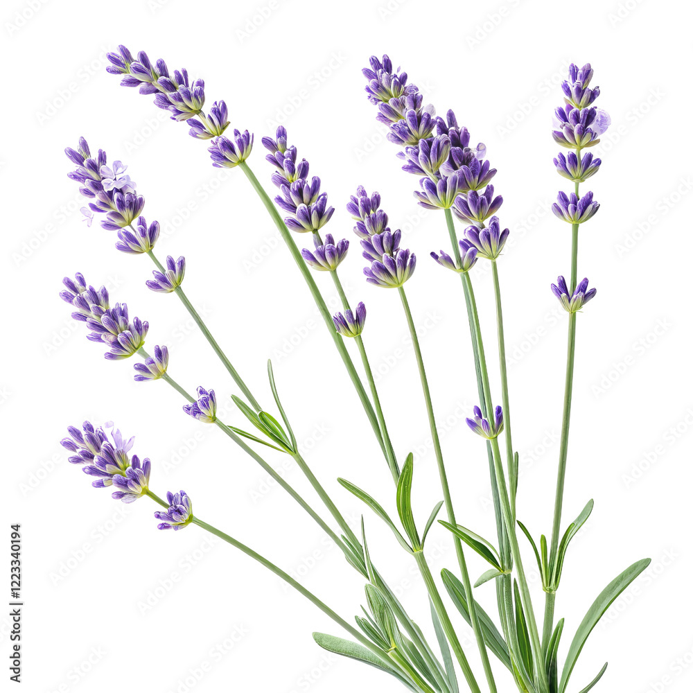 Naklejka premium Lavender Sprigs Bouquet High-Resolution Image, Isolated on Transparent Background, lavender, herb, botanical
