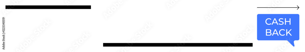 Blue speech bubble with text CASH BACK and a grey arrow pointing right. Ideal for finance, savings, money management, rewards programs, consumer incentives, purchase benefits, promotional offers Blue speech bubble with text CASH BACK and a grey arrow pointing right. Ideal for finance, savings, money management, rewards programs, consumer incentives, purchase benefits, promotional offers