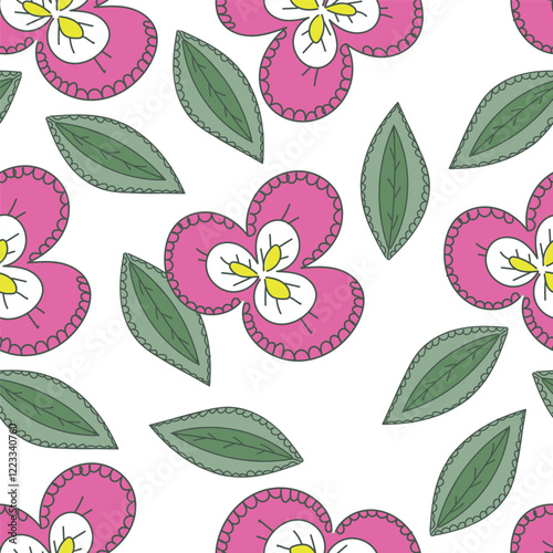Colorful garden flowers on white background. Seamless vector pattern. Vintage print with inflorescences. Retro textile collection
