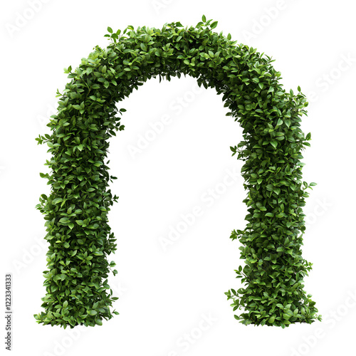 Arch gate garden lush green bushes garden wedding decoration isolated on transparent background