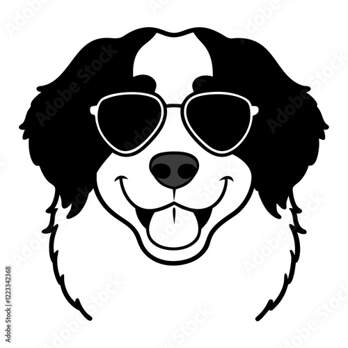 Funny bernese mountain dog head vector art