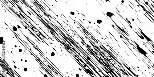 abstract grunge diagonal splatters and scratches texture overlay pattern black vector