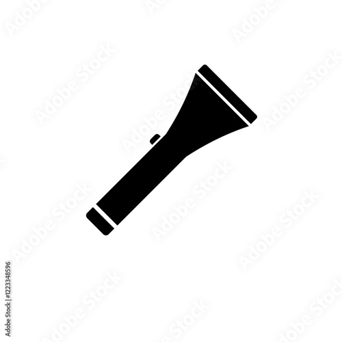 Hunter Flashlight Solid Flat Vector Icon Isolated on White Background.