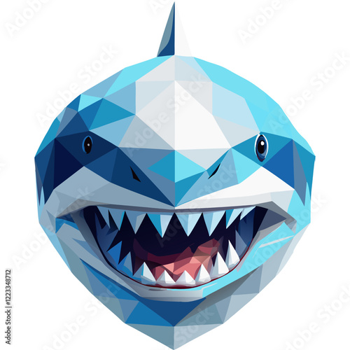  Shark head isolated on white background.