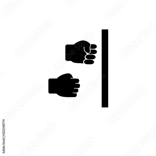 Strength Fist Punched Wall, Power Hand Solid Flat Vector Icon Isolated on White Background.