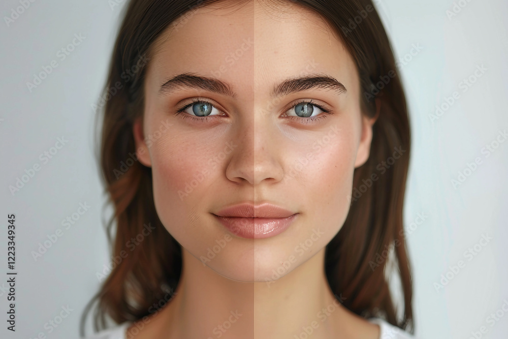 Naklejka premium Young girl lying and enjoying peeling and antioxidant facial beauty generative AI