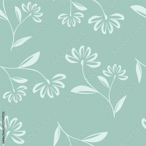Colorful garden flowers on white background. Seamless vector pattern. Vintage print with inflorescences. Retro textile collection