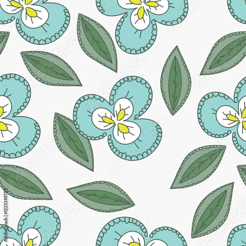 Colorful garden flowers on white background. Seamless vector pattern. Vintage print with inflorescences. Retro textile collection