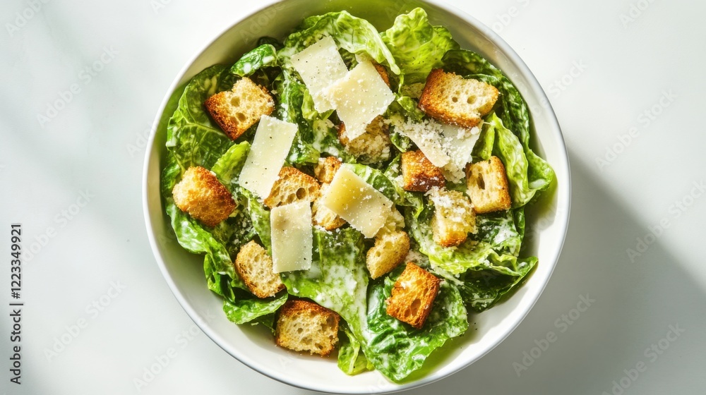 A classic Caesar salad with crisp romaine lettuce, crunchy croutons, Parmesan cheese A classic Caesar salad with crisp romaine lettuce, crunchy croutons, Parmesan cheese
