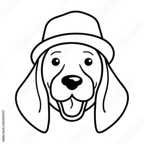Funny bloodhound dog head vector art