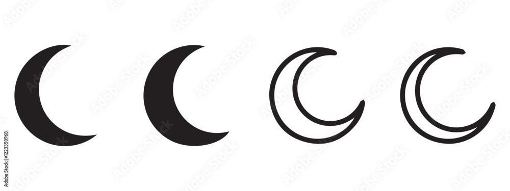Crescent moon vector set. Vector Design on White Background illustration eps 10 Crescent moon vector set. Vector Design on White Background illustration eps 10