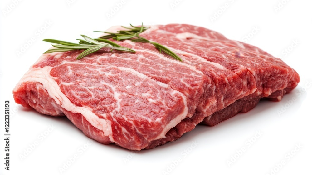 Fresh Raw Beef Cut With Green Herb Garnish for Culinary Use Fresh Raw Beef Cut With Green Herb Garnish for Culinary Use