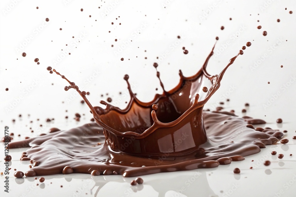 Chocolate liquid splash isolated on white background chocolate advertisement Chocolate liquid splash isolated on white background chocolate advertisement