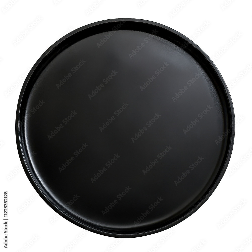 Round black tray positioned on a clean white surface showcasing minimalistic design, Round black tray against Transparent background Round black tray positioned on a clean white surface showcasing minimalistic design, Round black tray against Transparent background
