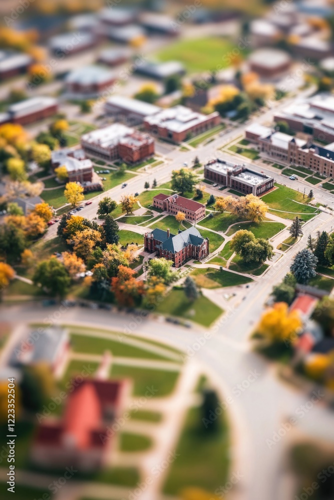 custom made wallpaper toronto digitalAerial photo of a small town during fall season, with trees changing colors