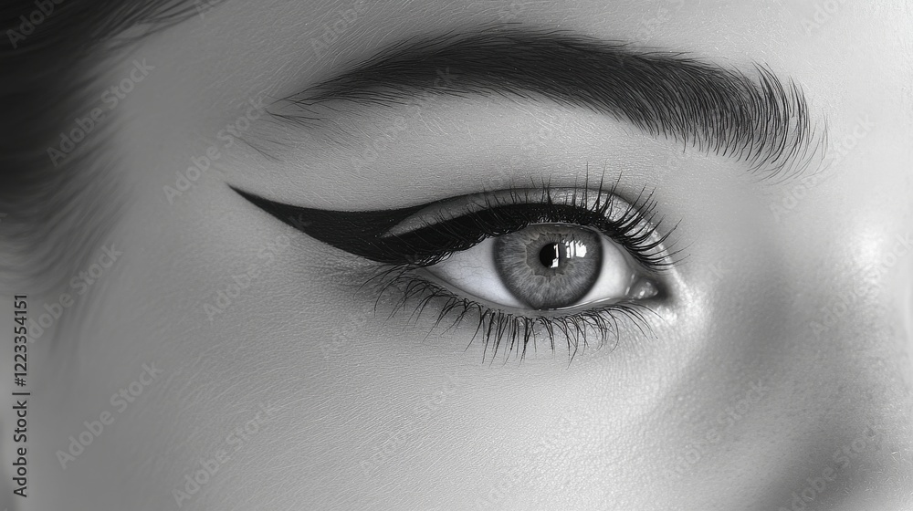 Elegant Black and White Close-Up of an Eye with Dramatic Makeup Elegant Black and White Close-Up of an Eye with Dramatic Makeup