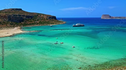 Wallpaper Mural Beautiful overview of the vibrant sea colors at Afrata Beach, Crete. Aerial drone shot Torontodigital.ca
