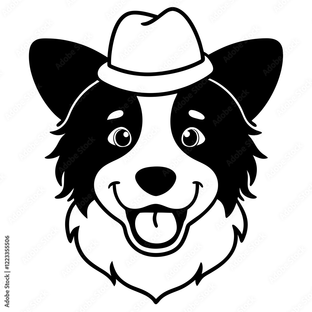 Funny border collie dog head vector art Funny border collie dog head vector art
