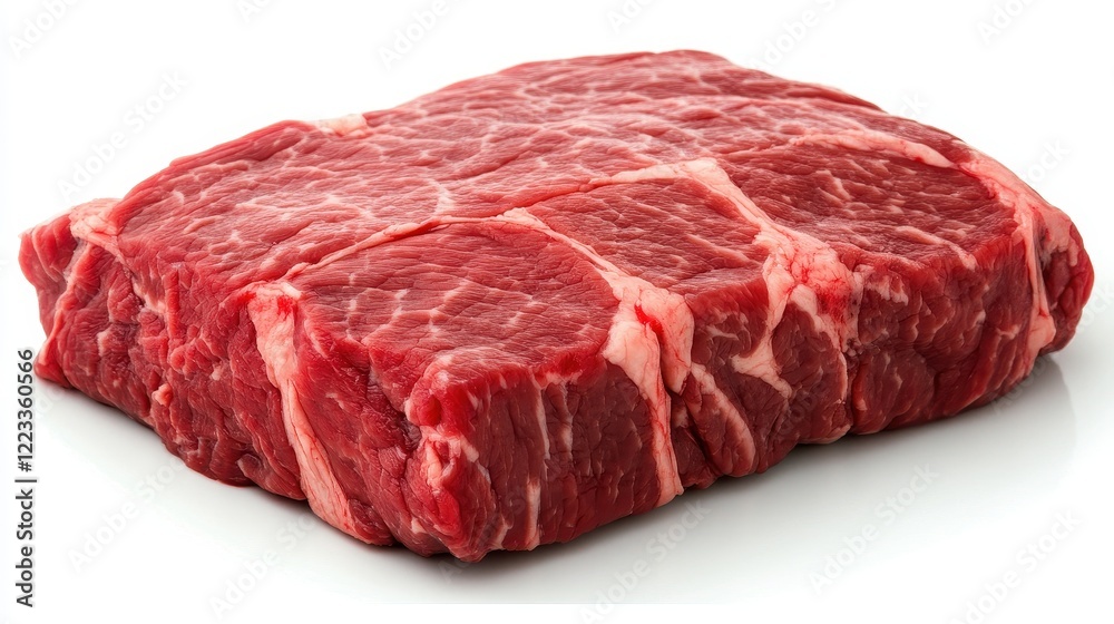 Fresh Raw Beef Cut with Marbling on Isolated White Background Fresh Raw Beef Cut with Marbling on Isolated White Background