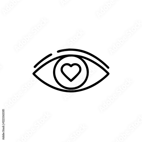 eye with heart icon on transparent background 

