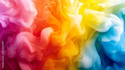 Colorful abstract ink in water forming vibrant swirls