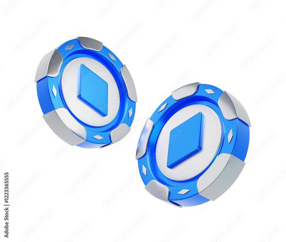 Naklejka premium 3d blue casino chips icon