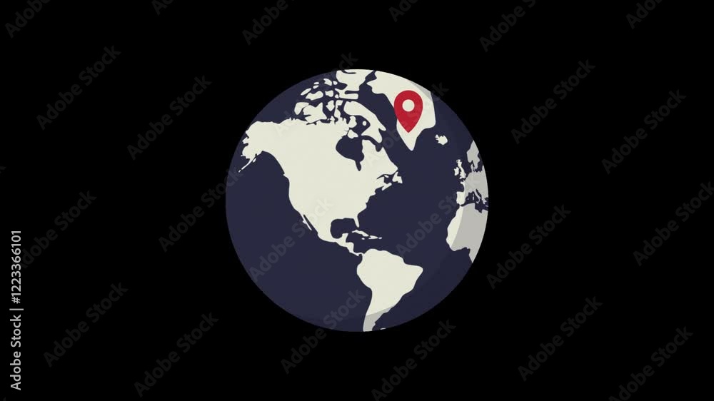 GPS map navigation icon animation on transparent background. Location Pin Pointer on earth surface. World map and Location concept.
GPS map navigation icon animation on transparent background. Location Pin Pointer on earth surface. World map and Location concept.
