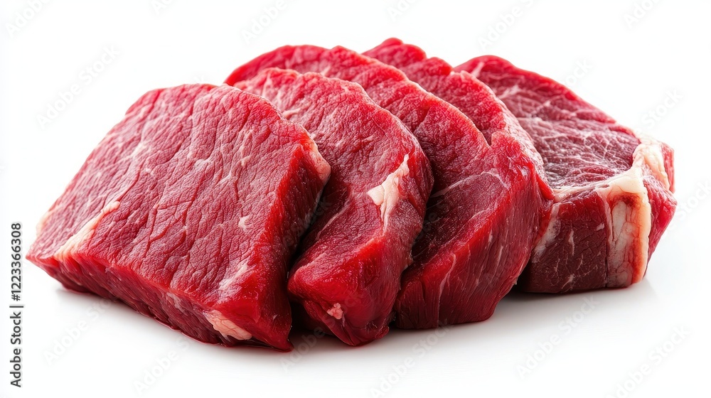 Fresh Red Meat Cuts on a White Background for Culinary Use Fresh Red Meat Cuts on a White Background for Culinary Use