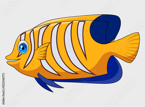 Cartoon angelfish. Vector illustration of a angelfish isolated on white background.