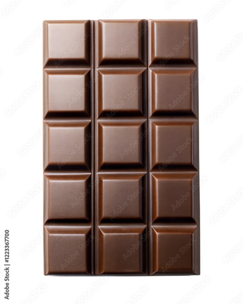 Chocolate bar with a classic design and smooth texture on a clean background Chocolate bar with a classic design and smooth texture on a clean background