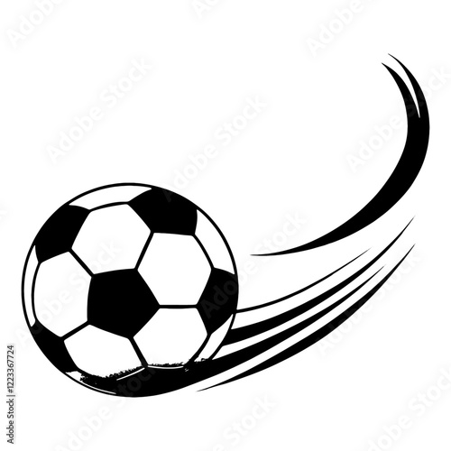 flying soccer ball in doodle style, good quality line art with cream background.flying soccer ball vector illustration. Soccer speed icon. 
