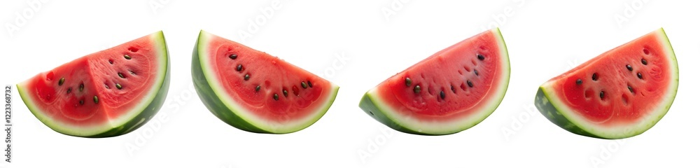 Fresh watermelon slice showcasing vibrant red flesh and green rind ready for summer enjoyment Fresh watermelon slice showcasing vibrant red flesh and green rind ready for summer enjoyment