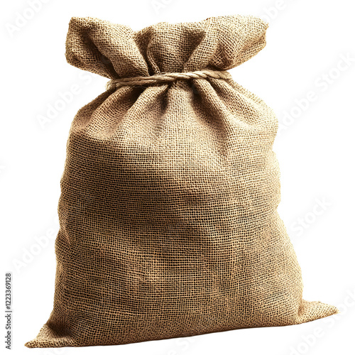 An empty burlap sack used for storage or carrying various goods in a simple yet practical design, Empty burlap sack
