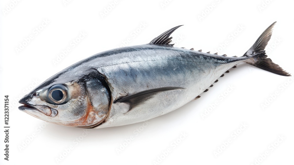 Fresh Bluefin Tuna on White Background for Culinary Presentation Fresh Bluefin Tuna on White Background for Culinary Presentation
