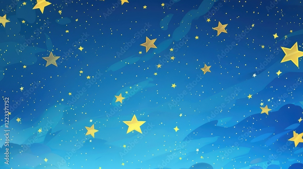 Fototapeta premium background with stars and clouds cartoon style